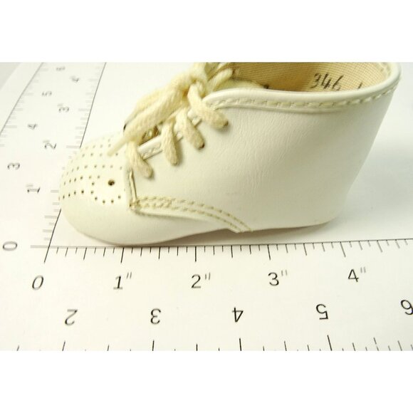 Vintage 1950s Baby Shoes White Booties w Bells Woolco Size 0 La Parisette - Picture 8 of 9